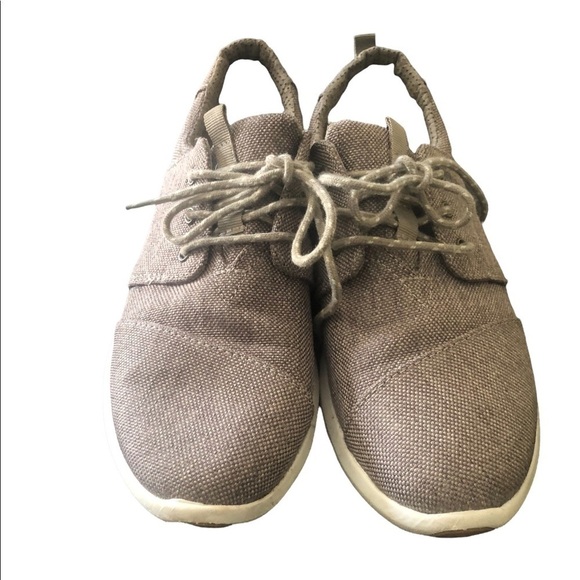 Toms Del Rey Lace Up Sneaker Sz. 7.5 Desert Taupe Poly Canvas Casual Athleisure - Picture 2 of 6